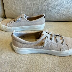 Sperry Light Tan Nude Leather Lace-Up Sneaker Tennis Shoe women’s 9.5